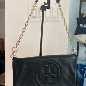 Black Leather Chain Shoulder Bag